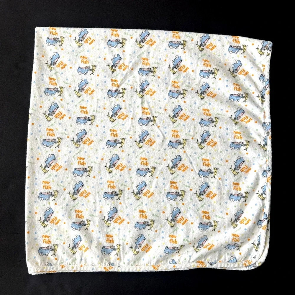 Dr Seuss Nursery Baby Blanket Cotton Flannel Swaddle New Fish Print Trend Lab